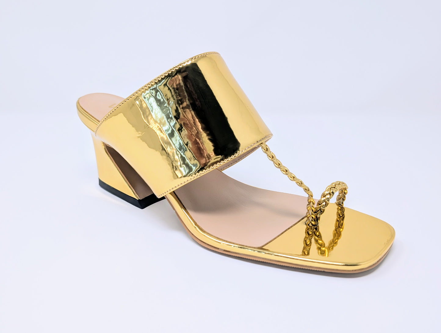 Zaynab Toe Ring T-Strap Mules- Gold