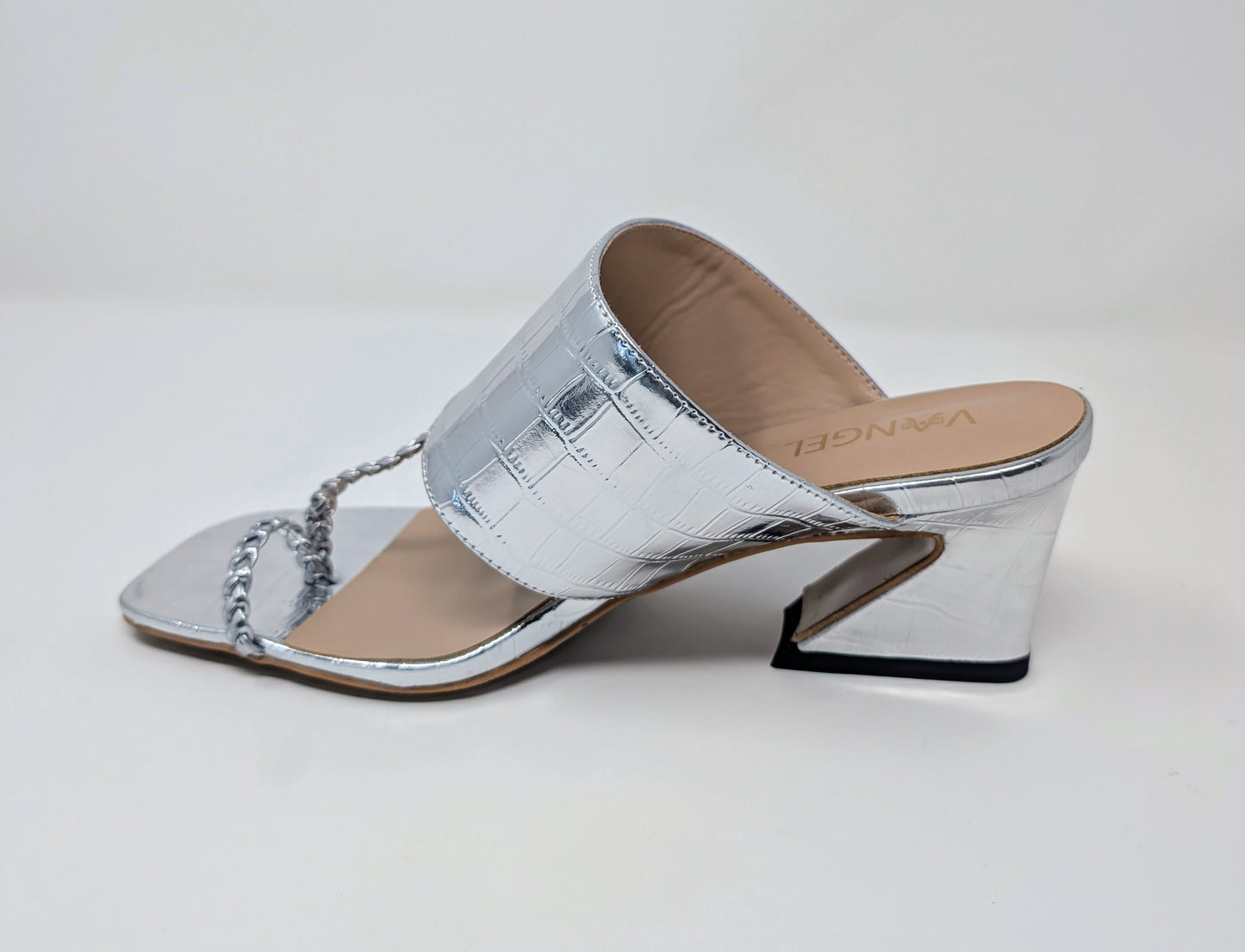 Zaynab Toe Ring T-Strap Mules- Silver