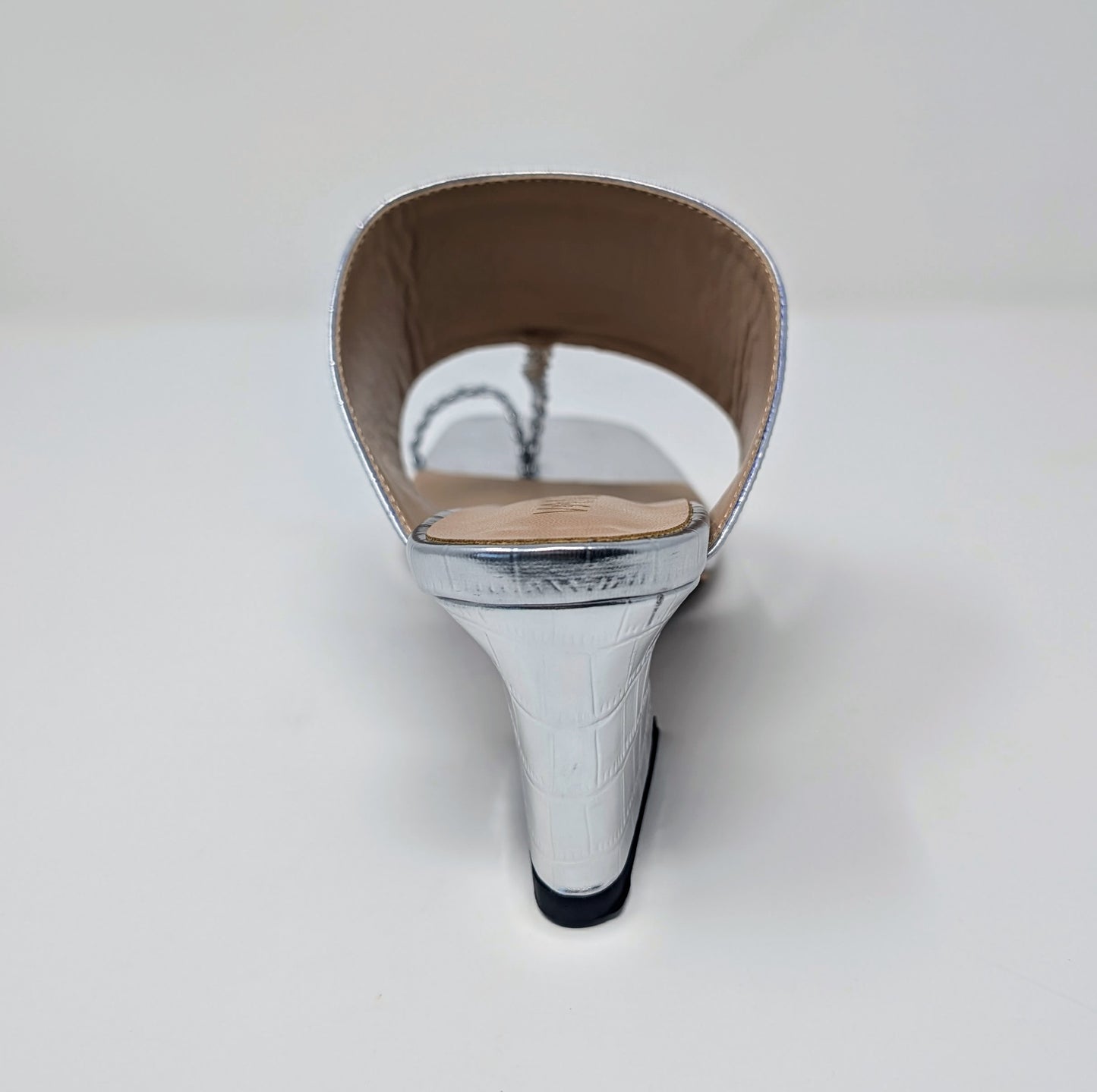 Zaynab Toe Ring T-Strap Mules- Silver
