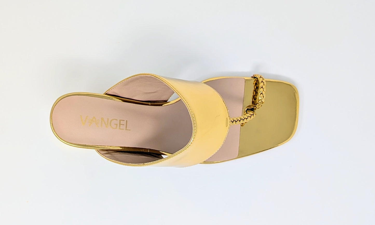 Zaynab Toe Ring T-Strap Mules- Gold
