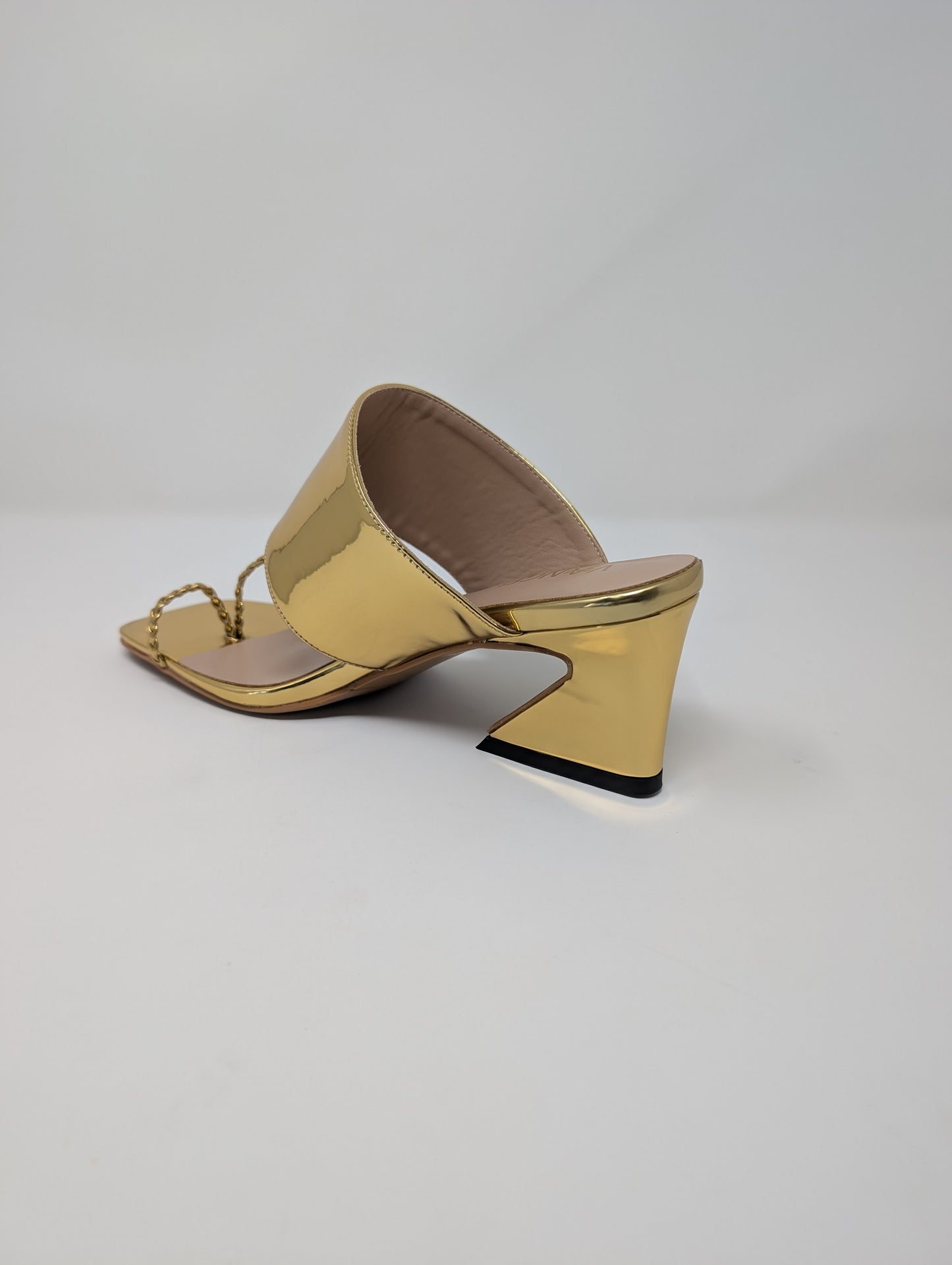 Zaynab Toe Ring T-Strap Mules- Gold