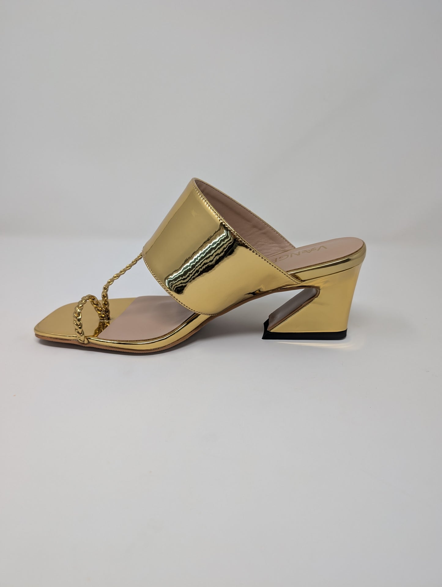 Zaynab Toe Ring T-Strap Mules- Gold