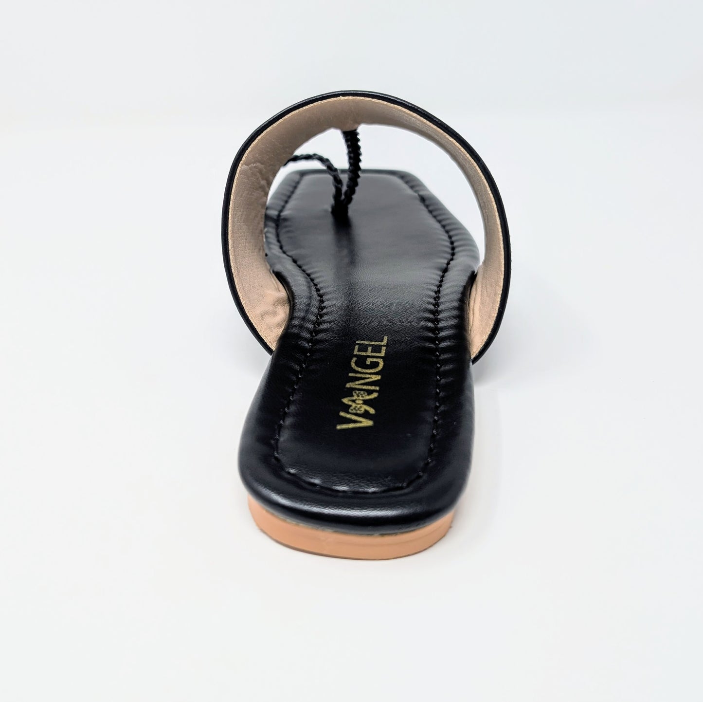 Zaynab Toe Ring T-Strap Flat Mules- Black