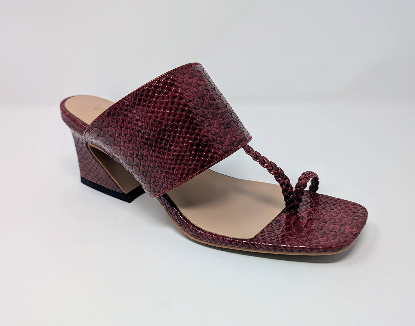 Zaynab Toe Ring T-Strap Mules- Burgundy