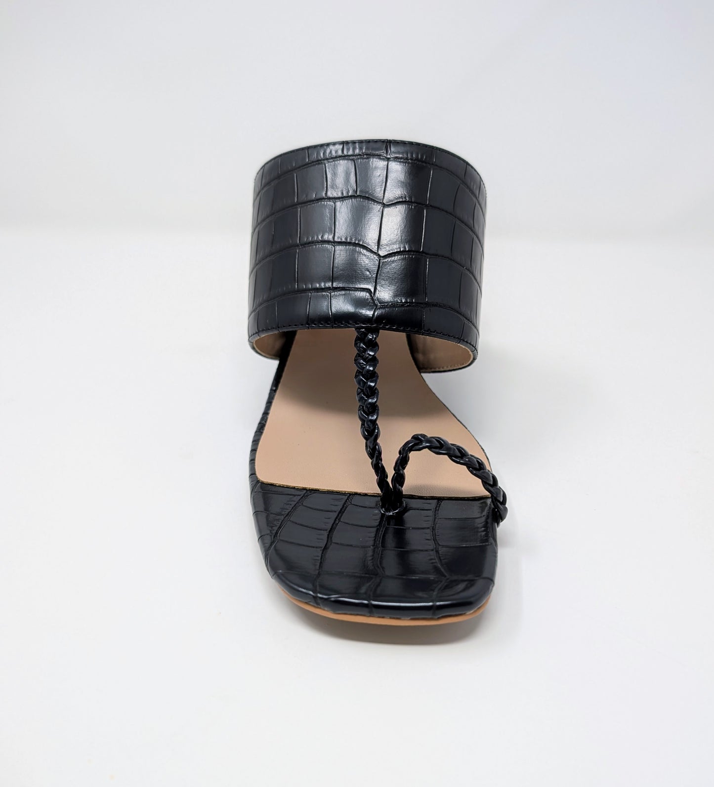 Zaynab Toe Ring T-Strap Mules- Black