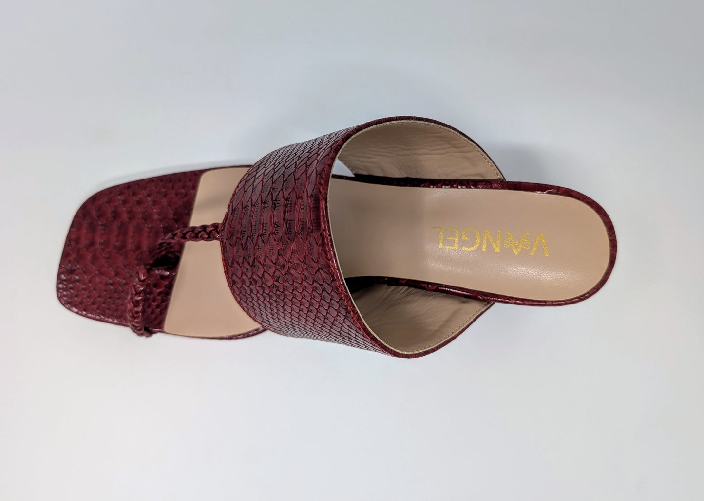 Zaynab Toe Ring T-Strap Mules- Burgundy