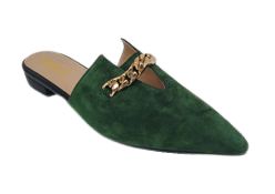 Zoey Pointed Toe Flat Mules - Green