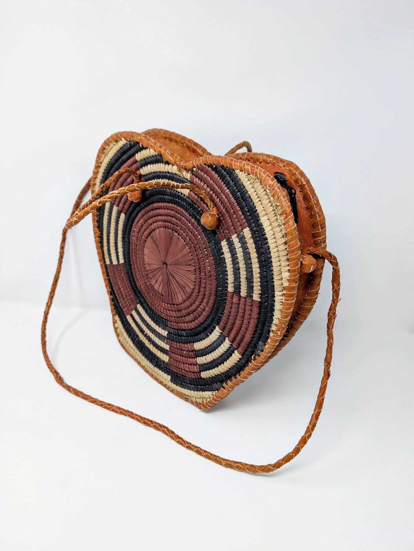 Heart Raffia/Leather Handbag - Multiple Colors