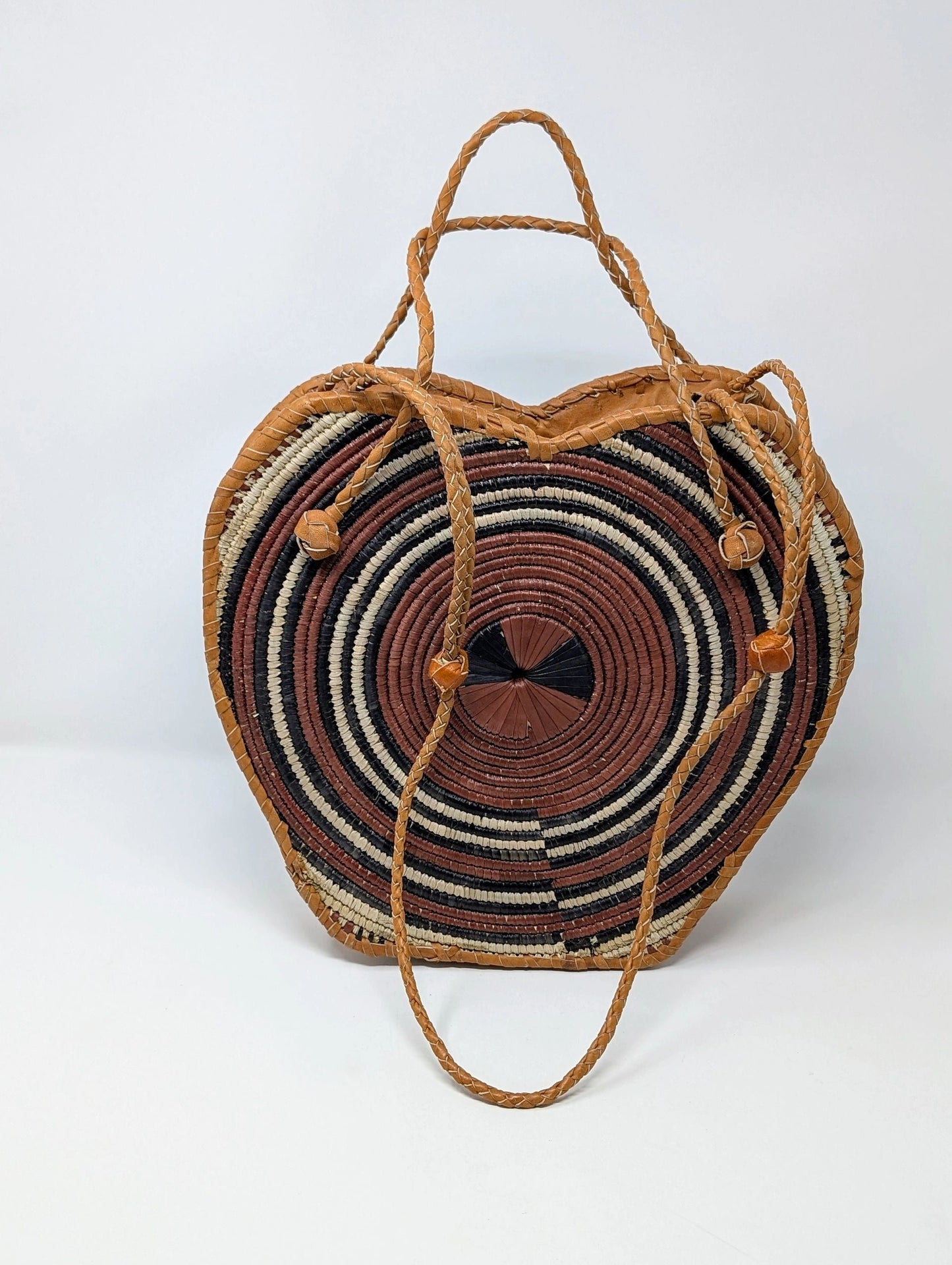Heart Raffia/Leather Handbag - Multiple Colors