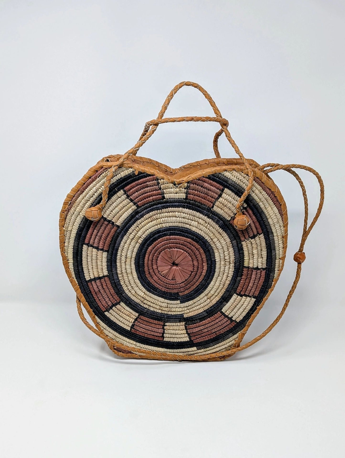 Heart Raffia/Leather Handbag - Multiple Colors