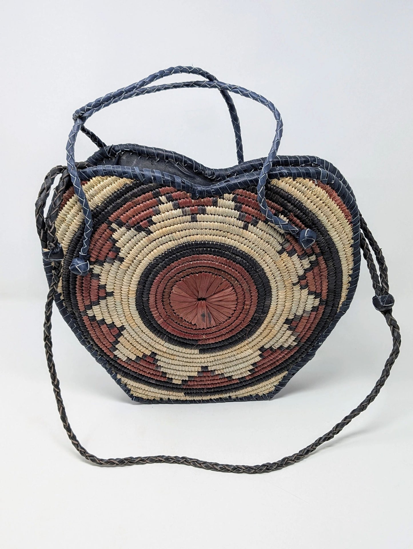 Heart Raffia/Leather Handbag - Multiple Colors