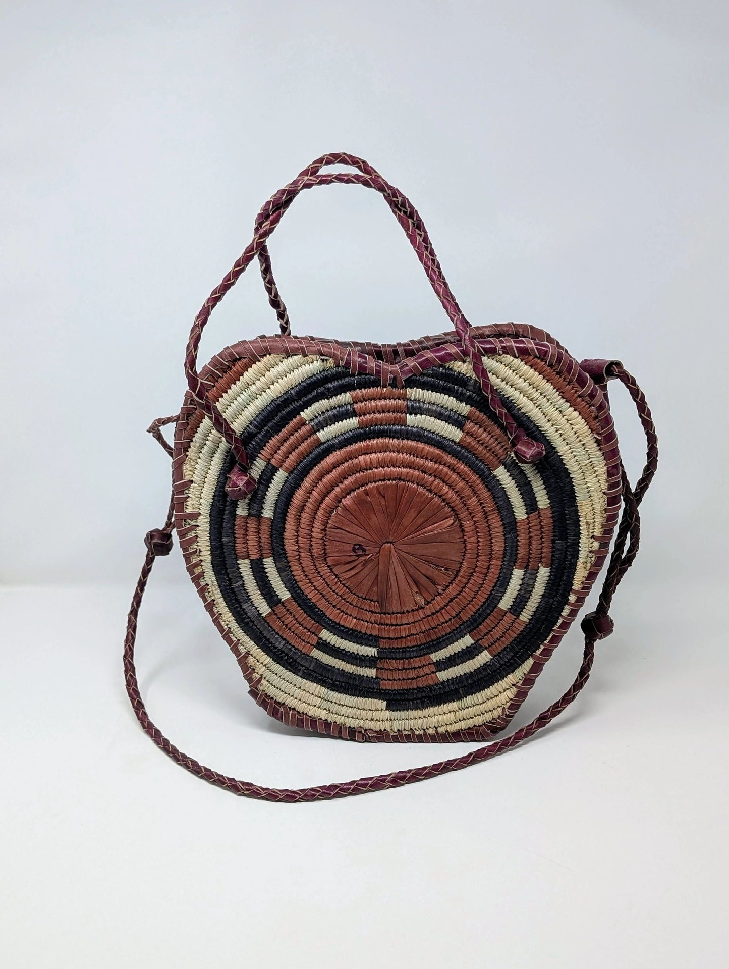 Heart Raffia/Leather Handbag - Multiple Colors