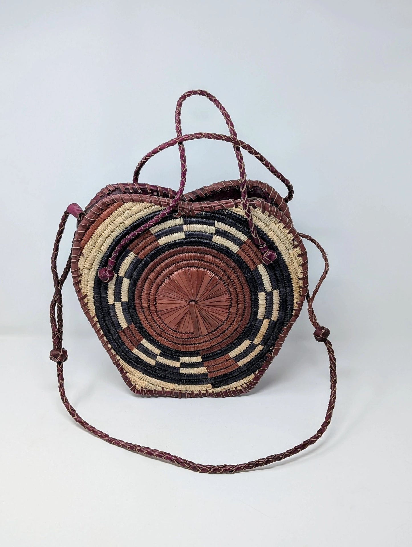 Heart Raffia/Leather Handbag - Multiple Colors