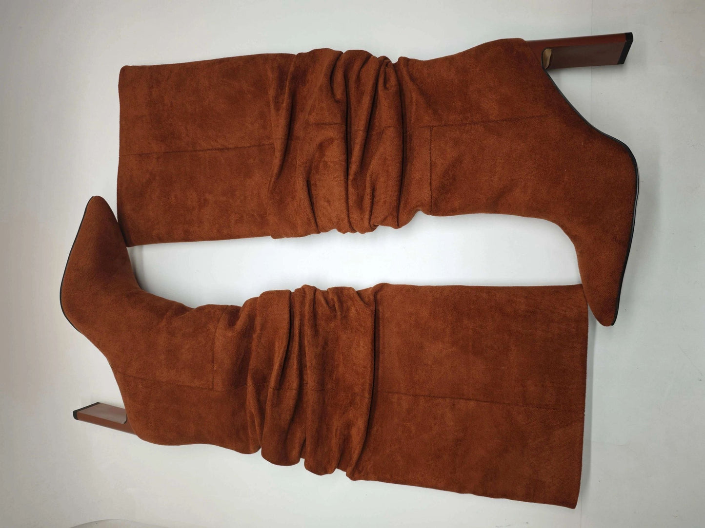 Noella Slouch Knee High Heeled Boots - Brown
