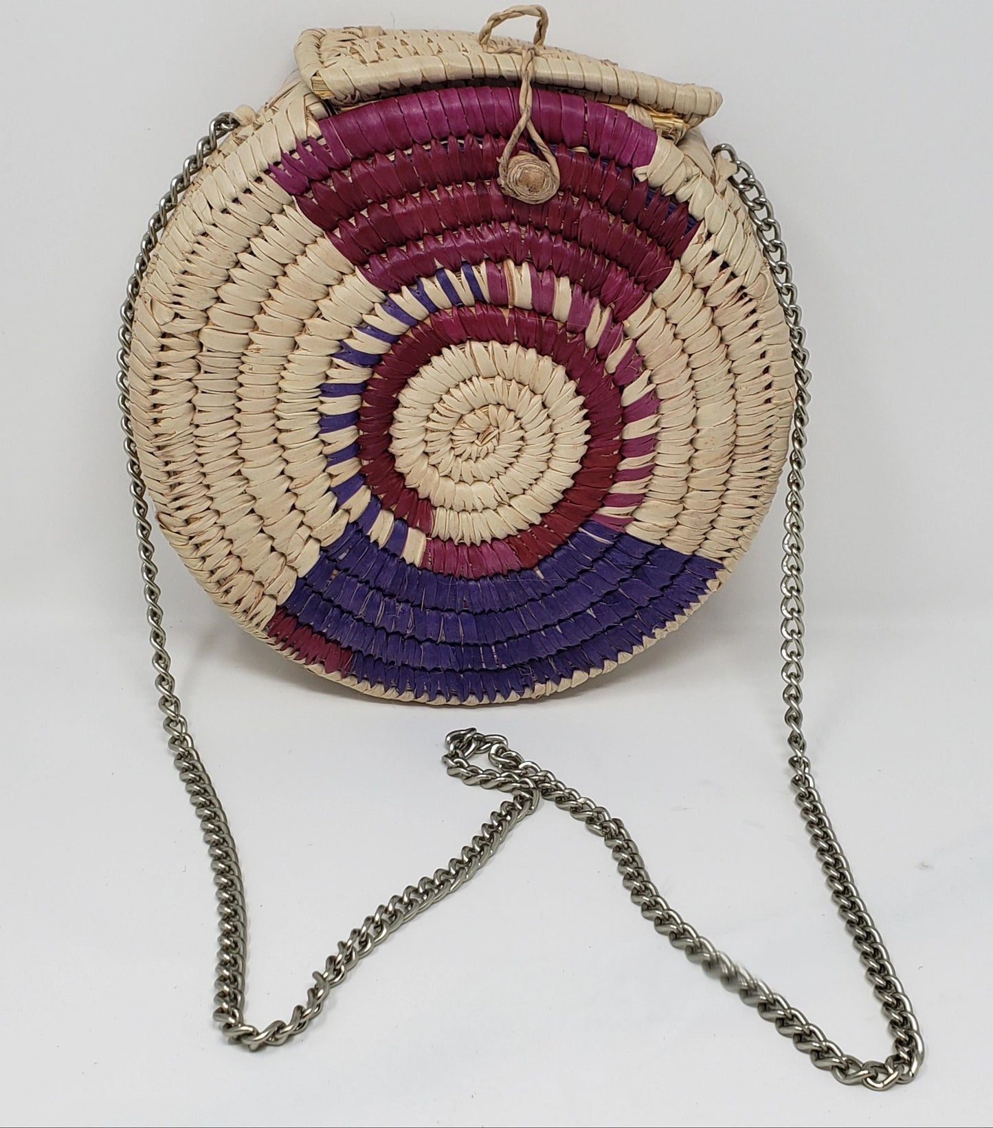 Vangel Raffia Handbag - Pink/Purple