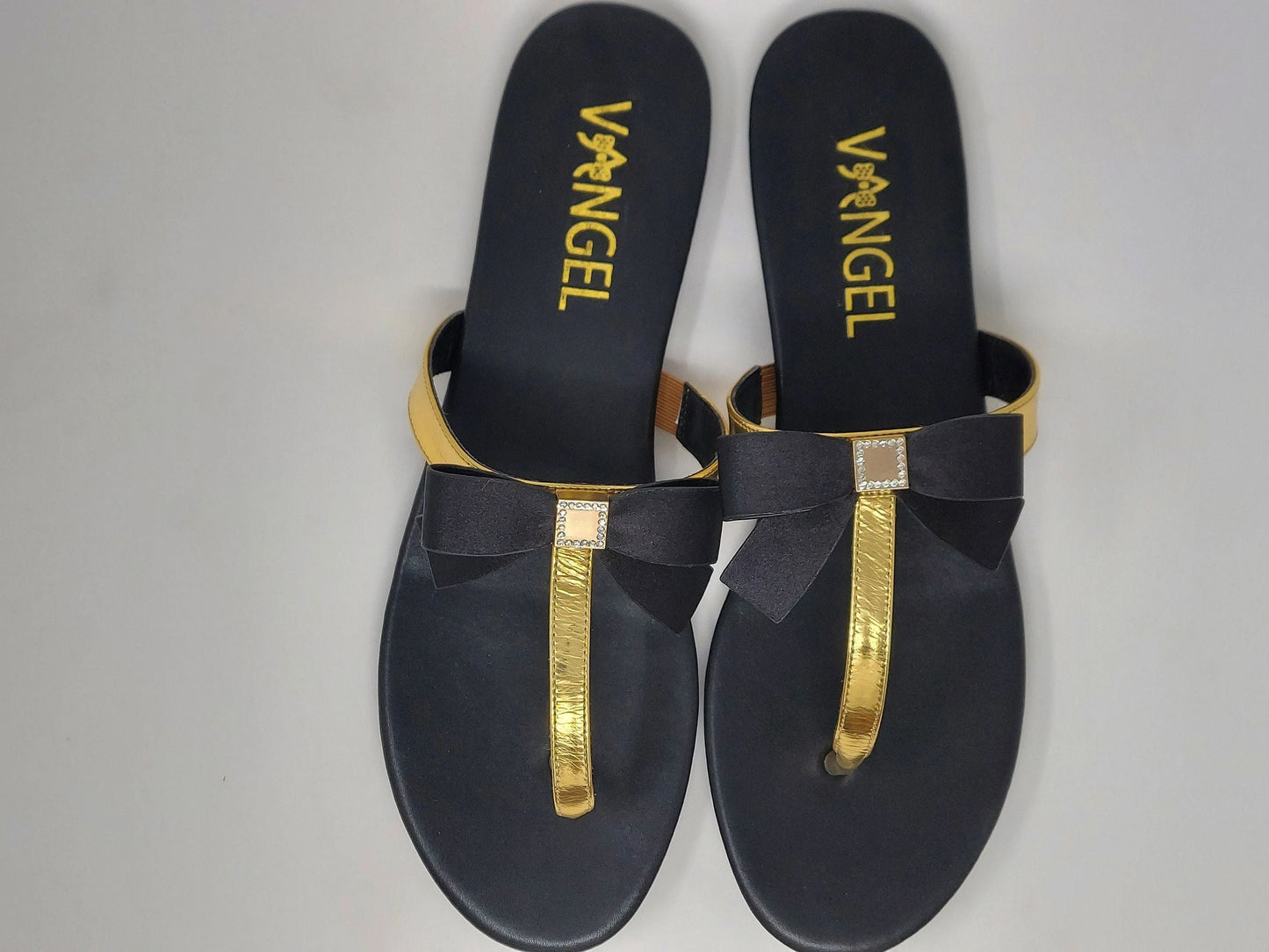 Chizzy Bow Slippers- Black/Gold