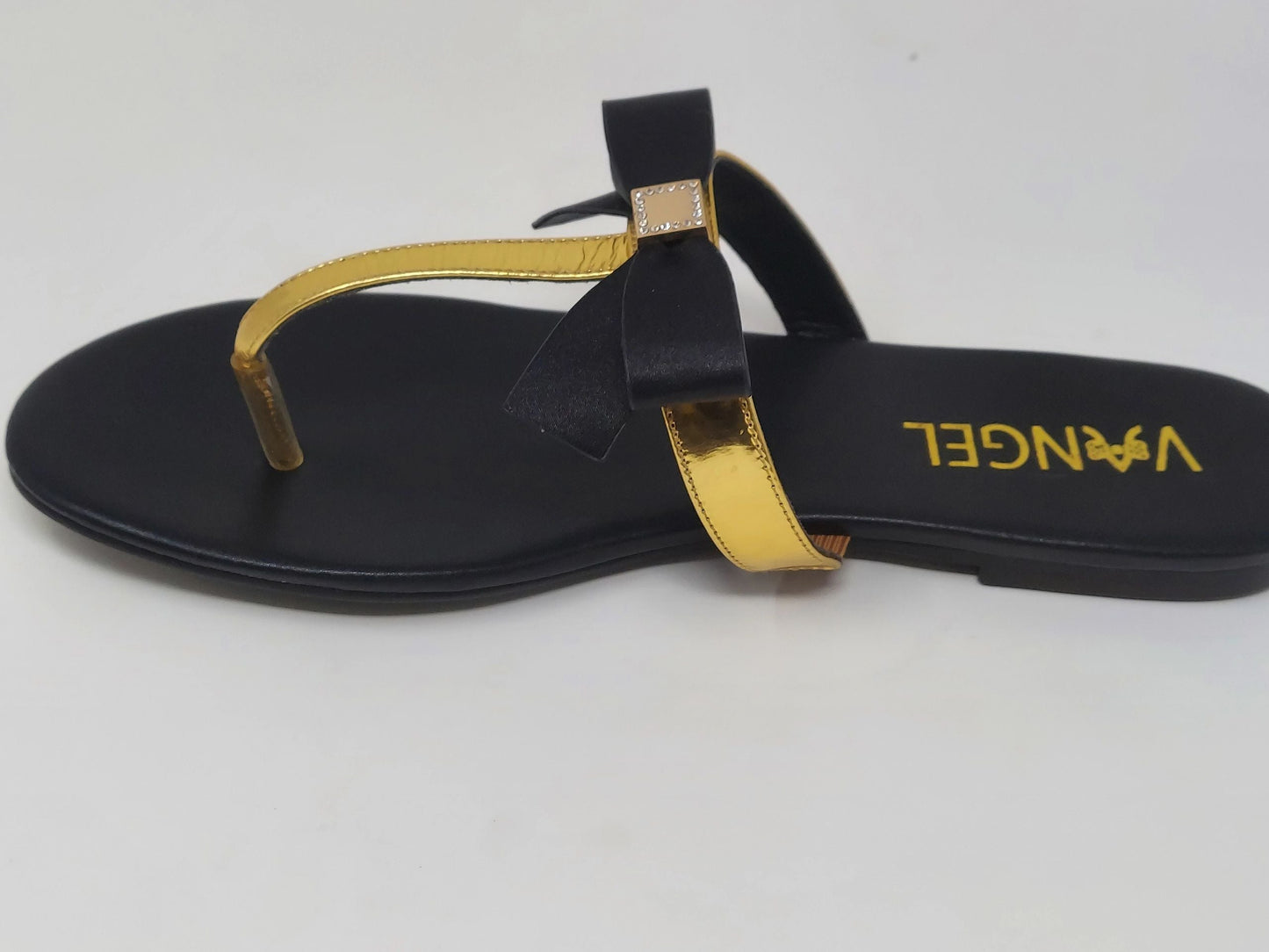 Chizzy Bow Slippers- Black/Gold