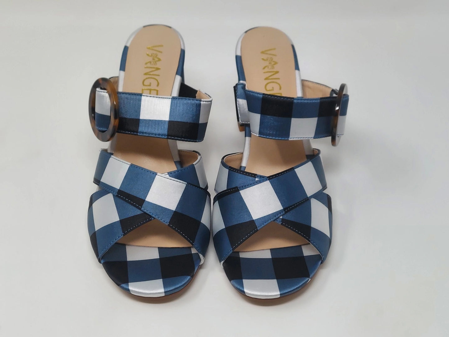Nachi Strapped Mules - White/Black/Blue