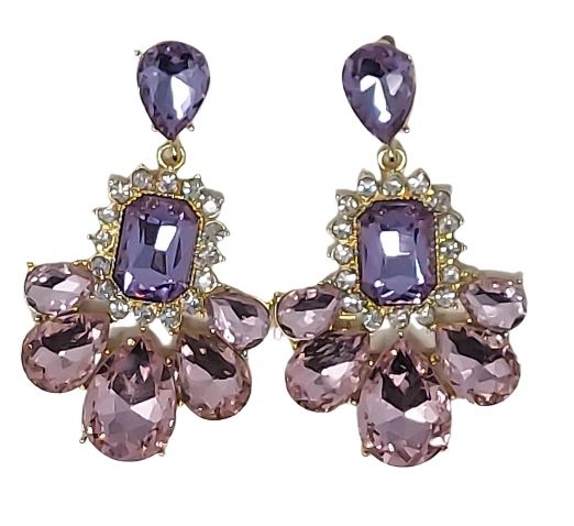 Fashion Luxury Amethyst Purple Crystal Drop Teardrop Earrings