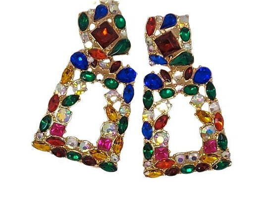 Vintage Geometric Rhinestone Earrings