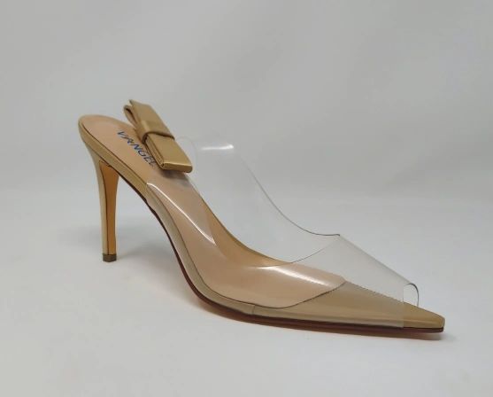 Vangel Clear Peep Toe Pumps - Gold
