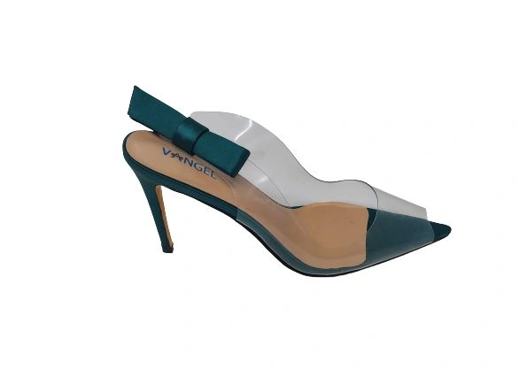 Vangel Clear Peep Toe Pumps - Green