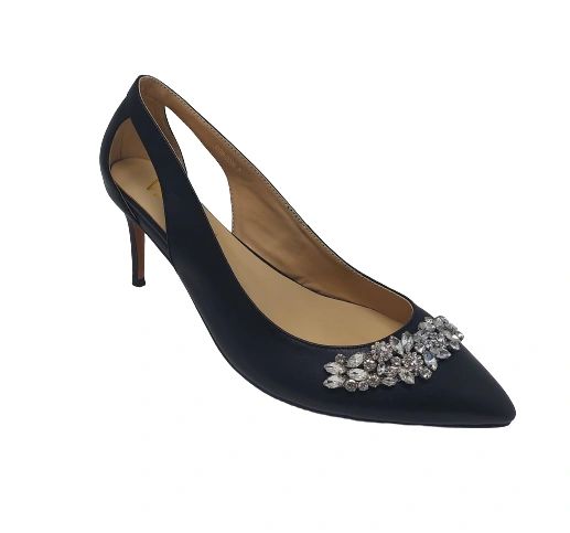 Bespoke Black Cut-Out Pumps - Extra Wide