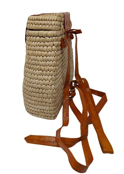 Vangel Raffia Backpack