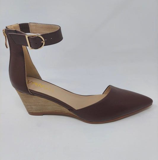 Leila Slanted Closed Toe Wedge - Chocolate Brown