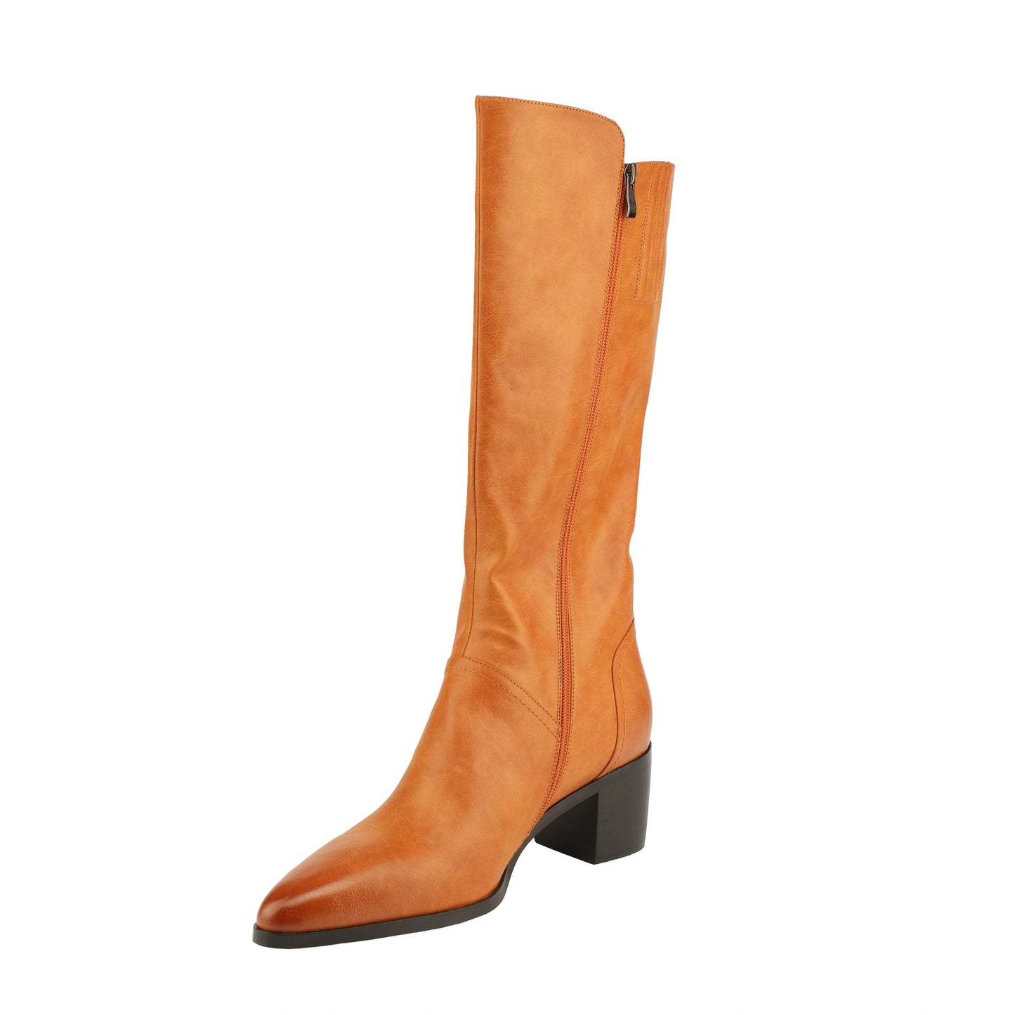 Vangel Pointed Toe Calf High Boots-Camel