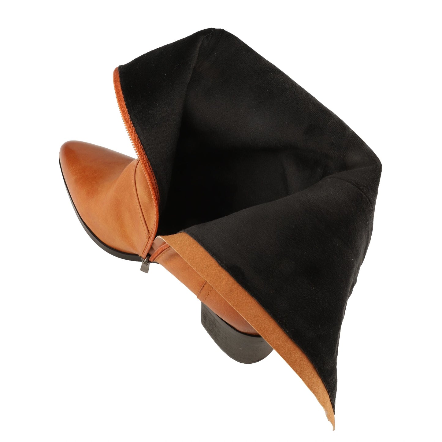 Vangel Pointed Toe Calf High Boots-Camel