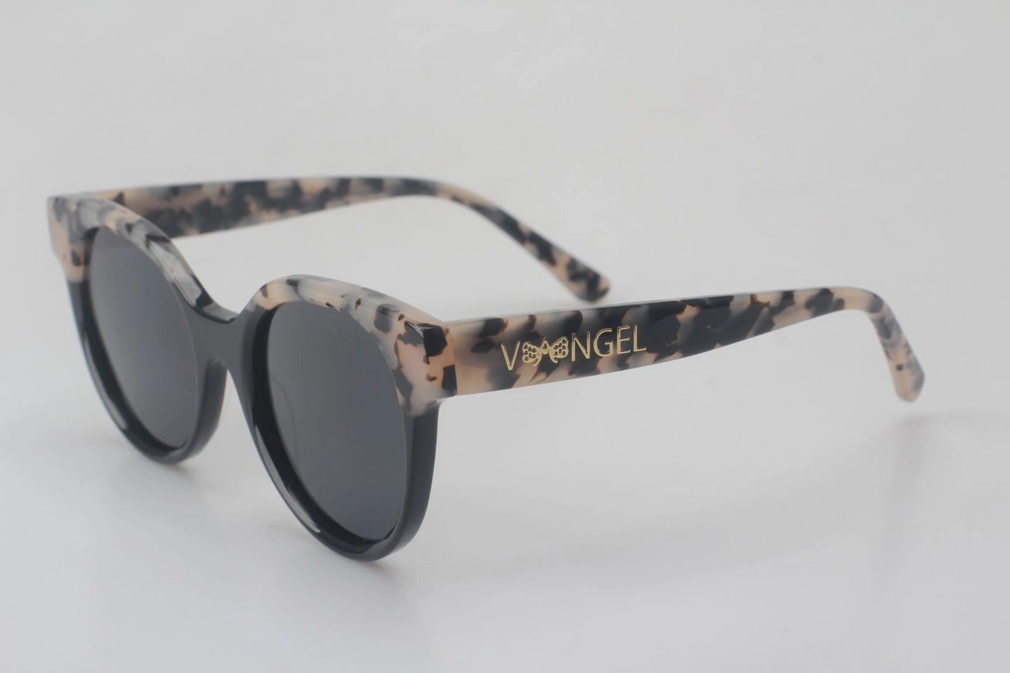 Oval Sunglasses With Patchwork-Black/Light Tortoiseshell