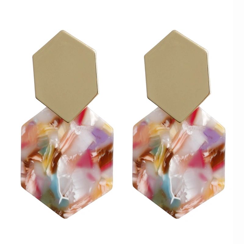 Hexagonal Drop Fashion Earrings-Multiple colors