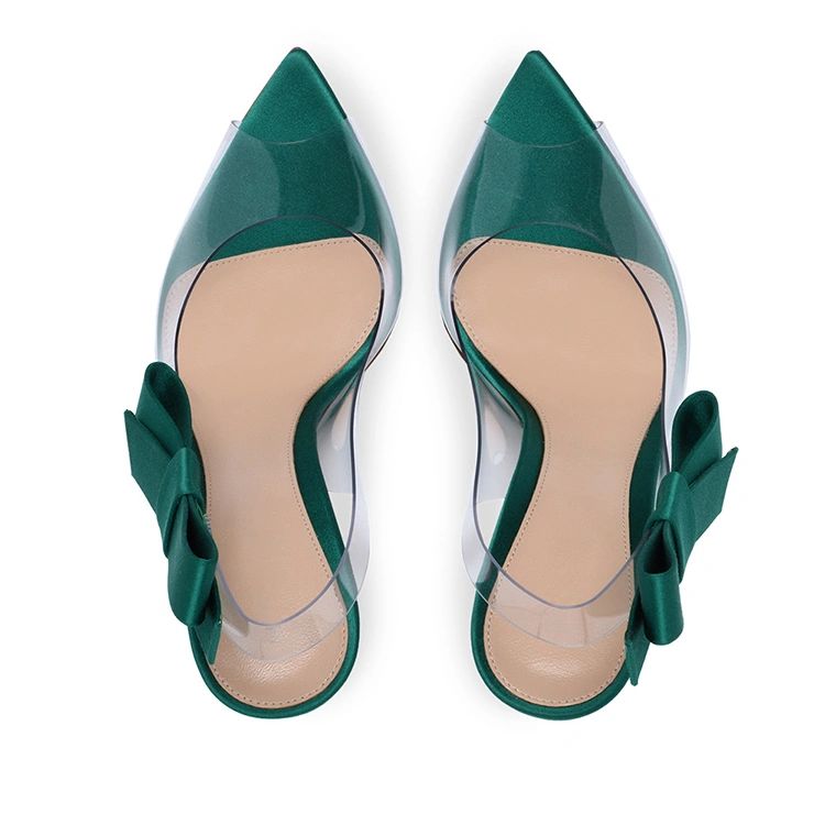 Vangel Clear Peep Toe Pumps - Green