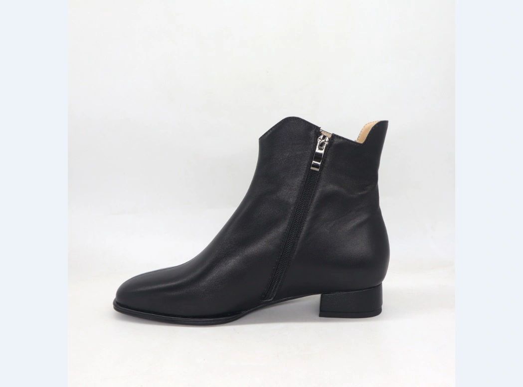 Vangel Buckle Square Heel Ankle Boots - Black