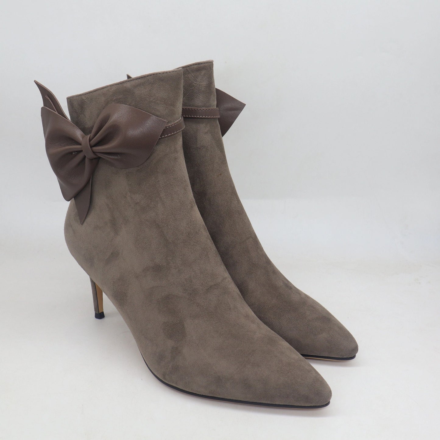 Vangel Bow Ankle Booties - Taupe