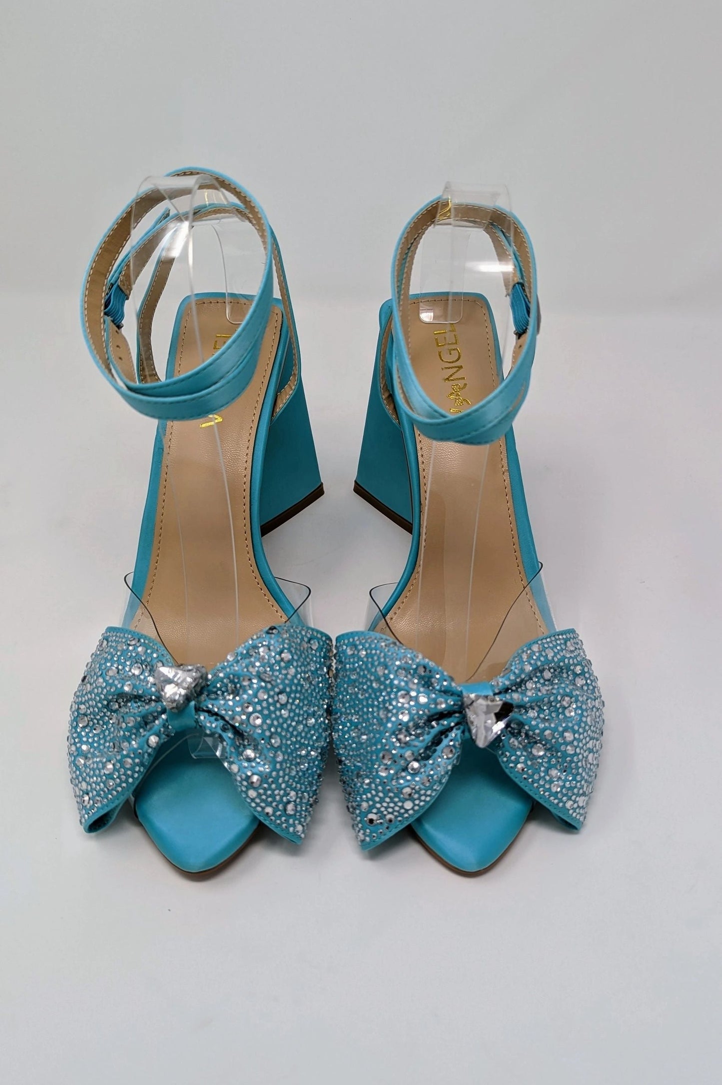 Anya Sparkly Bow Sandals - Tiffany Blue