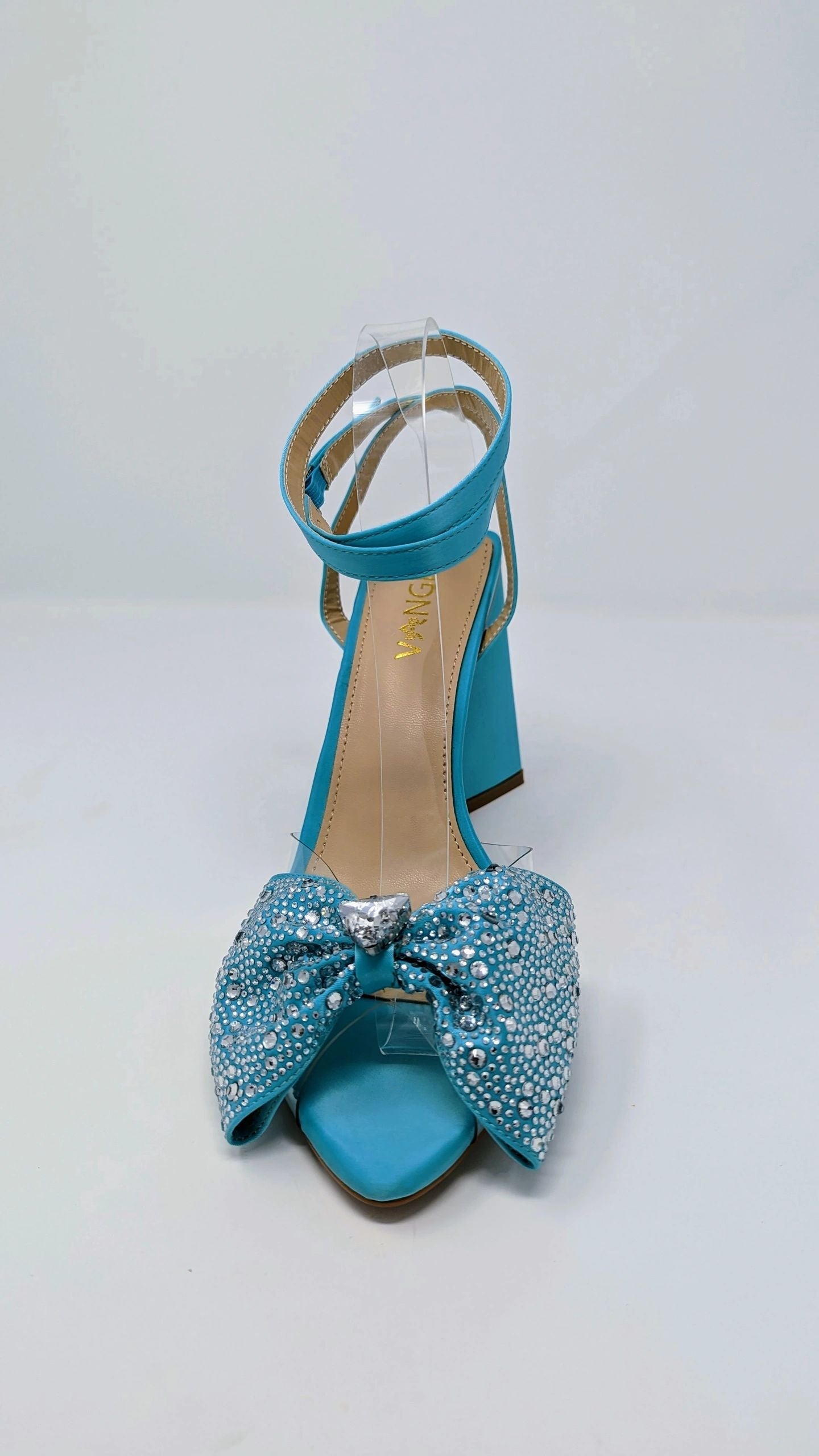 Anya Sparkly Bow Sandals - Tiffany Blue