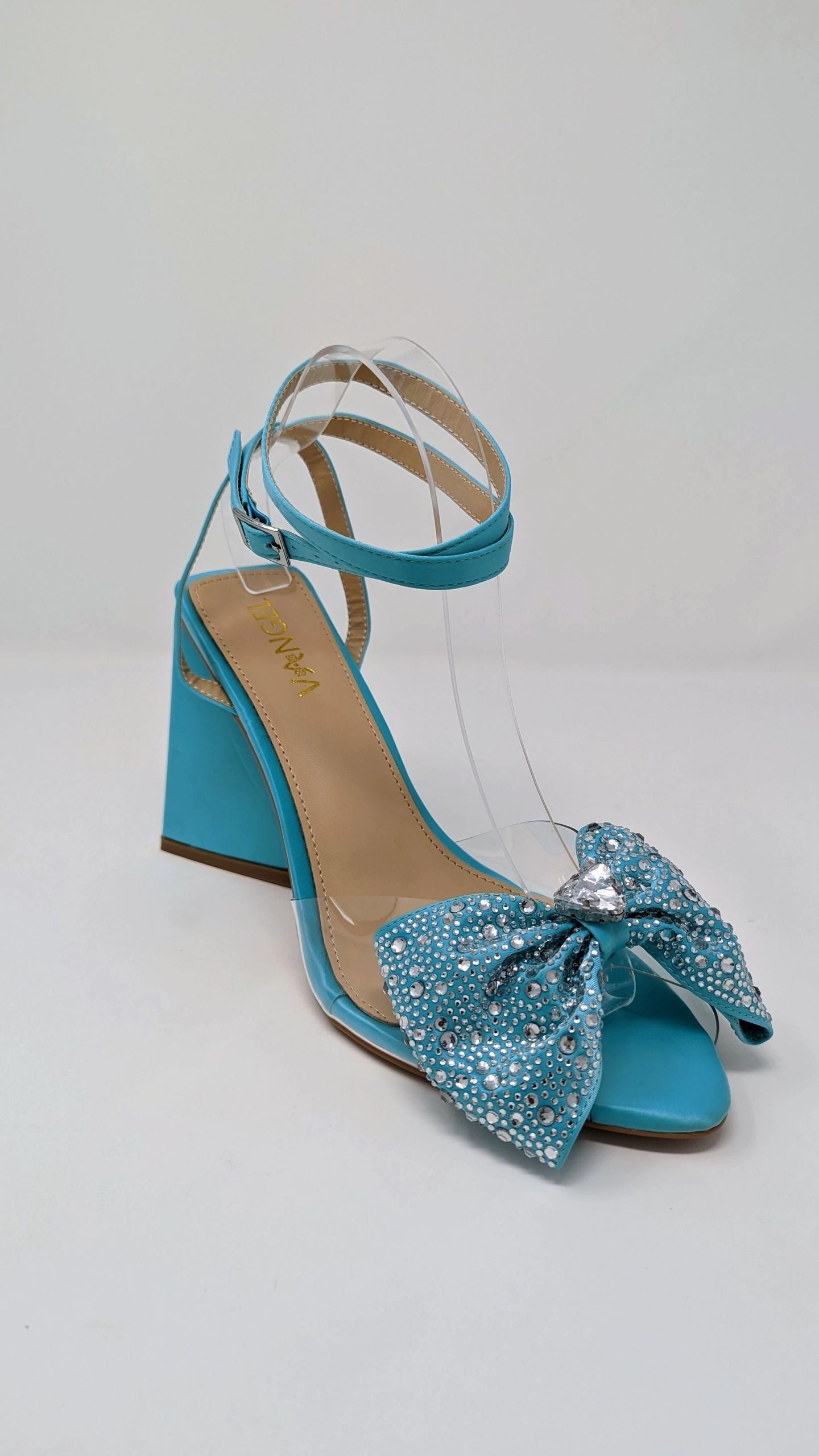 Anya Sparkly Bow Sandals - Tiffany Blue