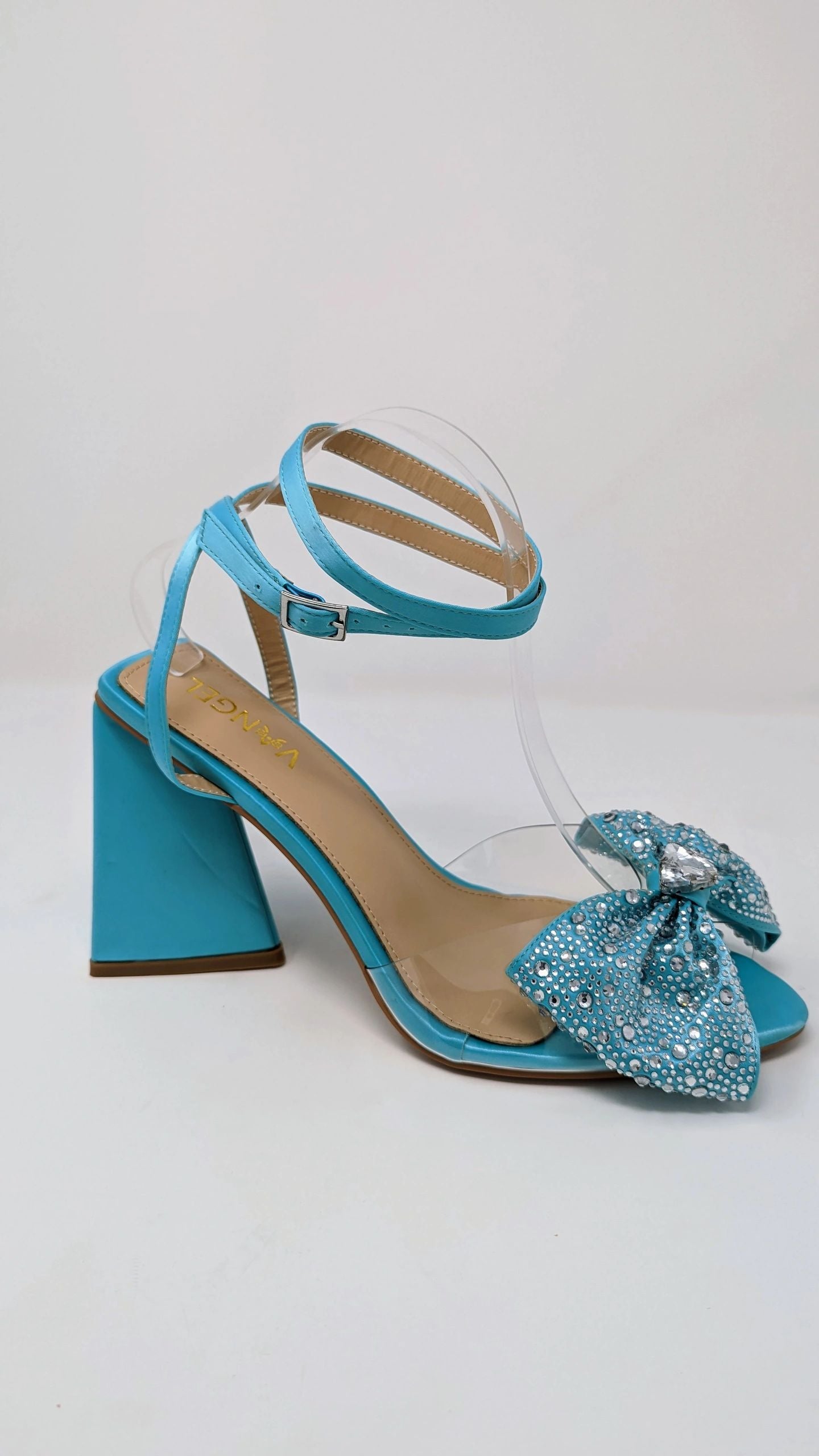 Anya Sparkly Bow Sandals - Tiffany Blue