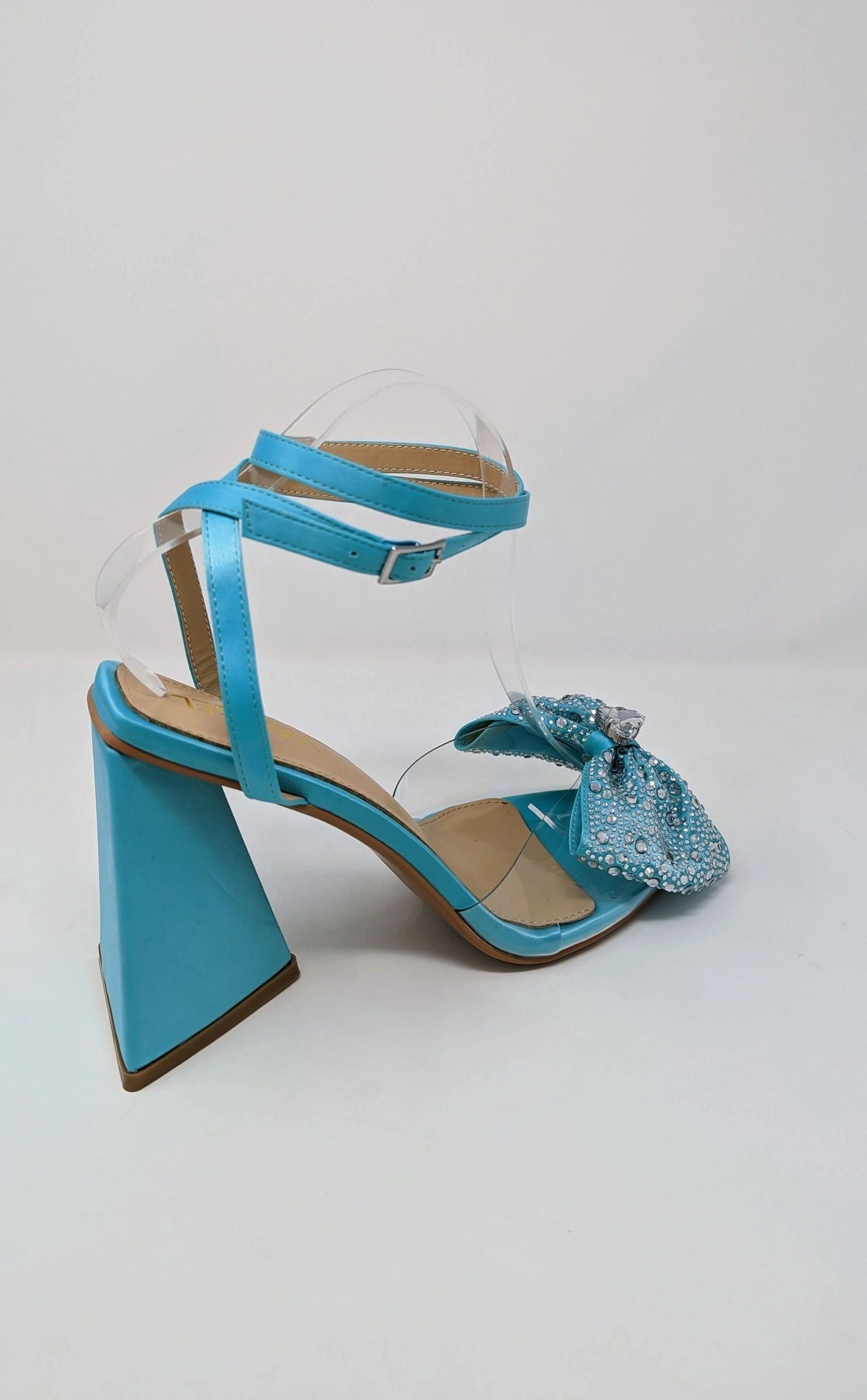 Anya Sparkly Bow Sandals - Tiffany Blue