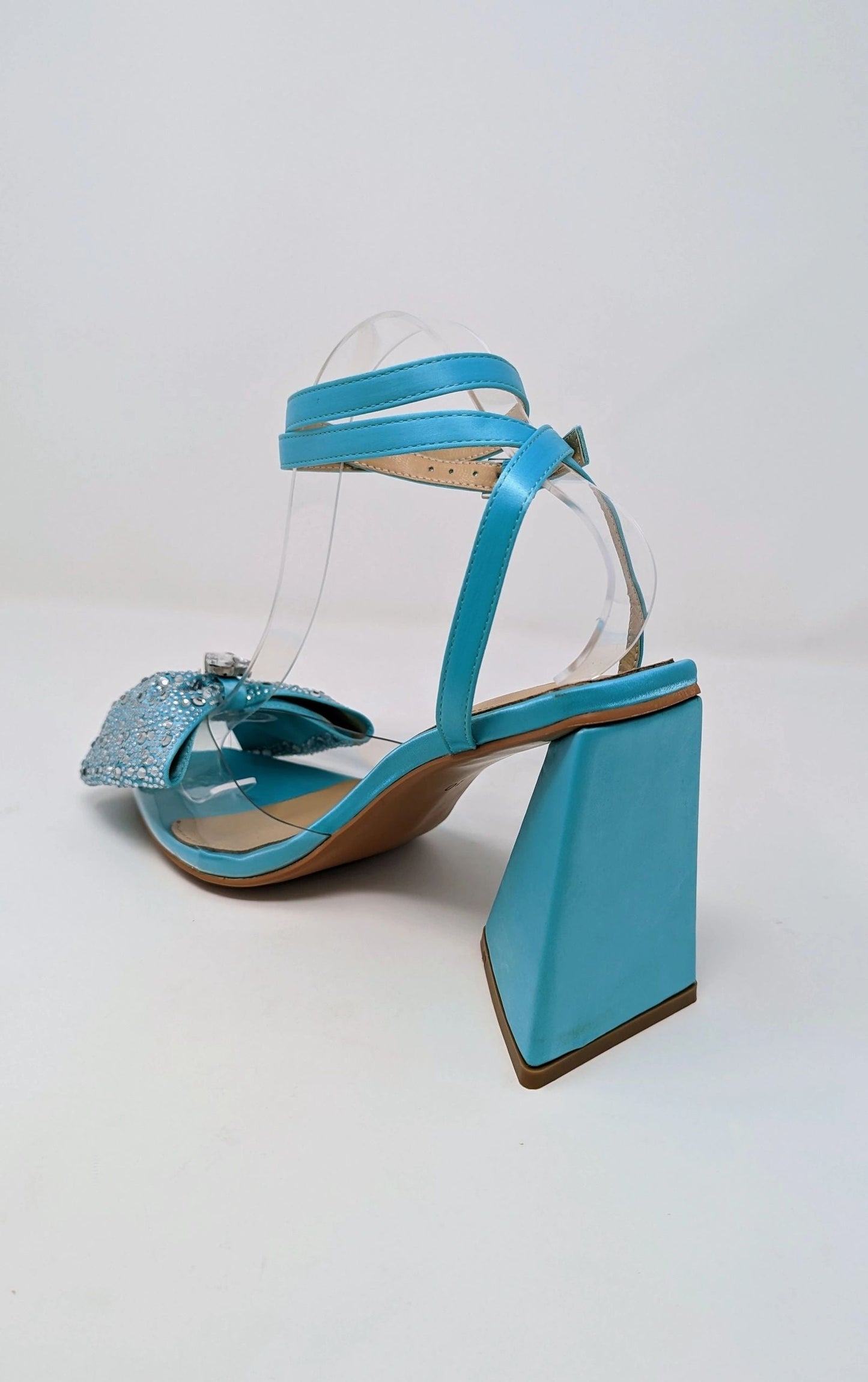 Anya Sparkly Bow Sandals - Tiffany Blue