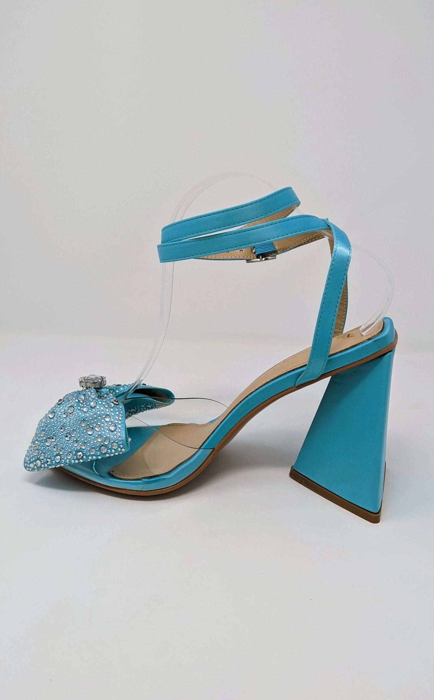 Anya Sparkly Bow Sandals - Tiffany Blue