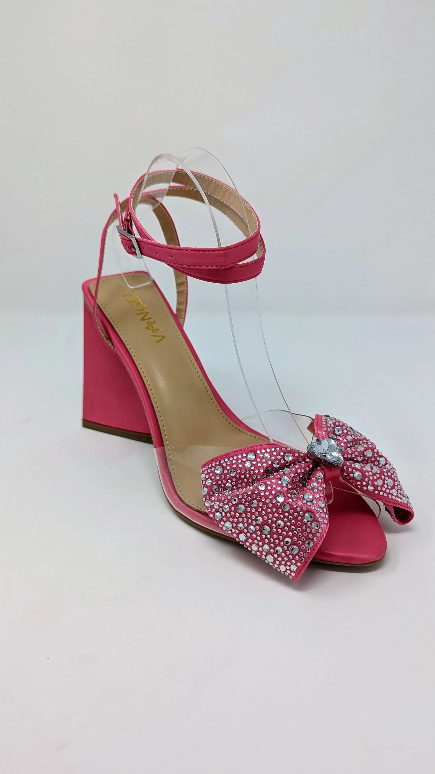 Anya Sparkly Bow Sandals - Fuchsia Pink