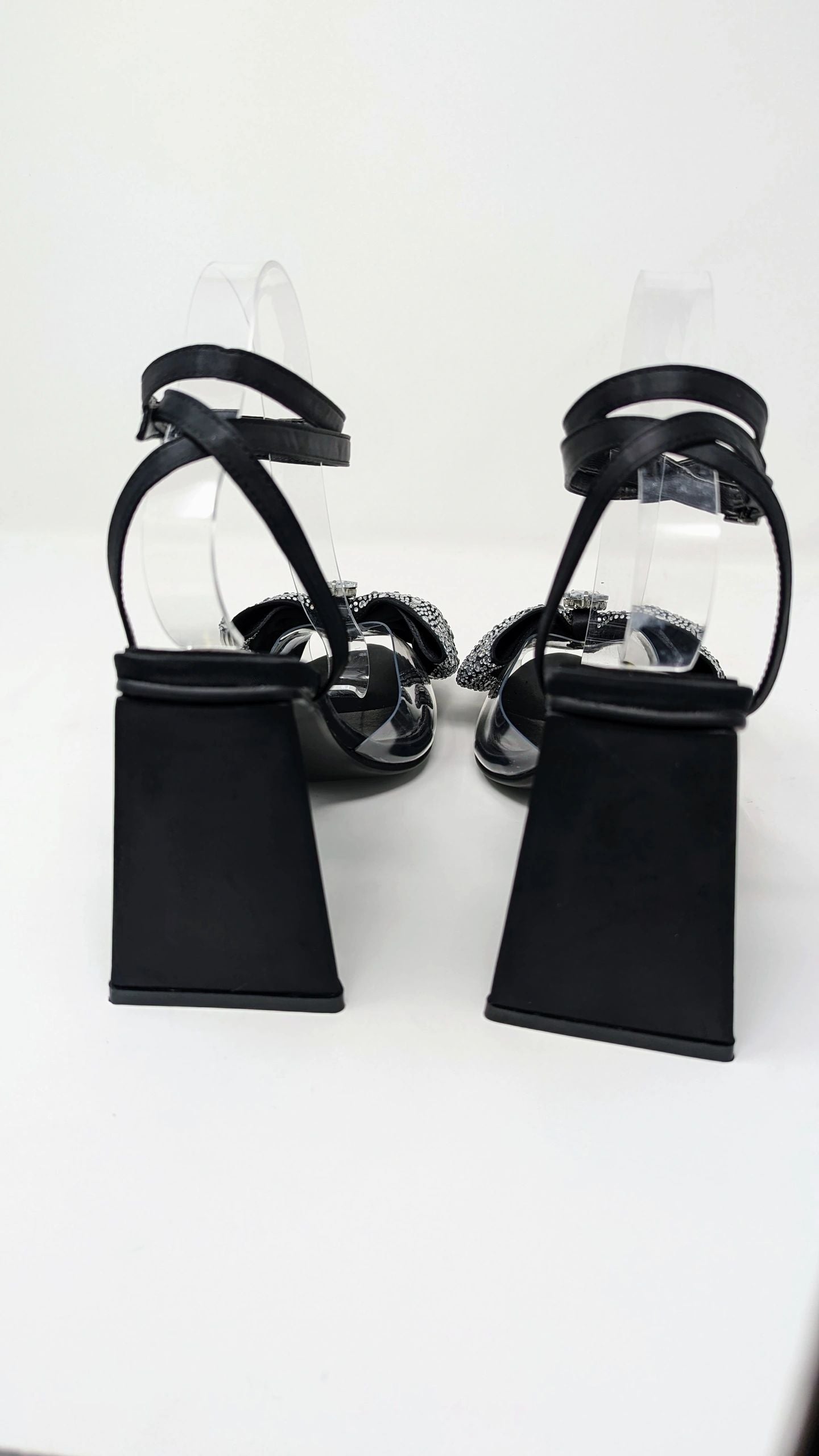 Anya Sparkly Bow Sandals - Black