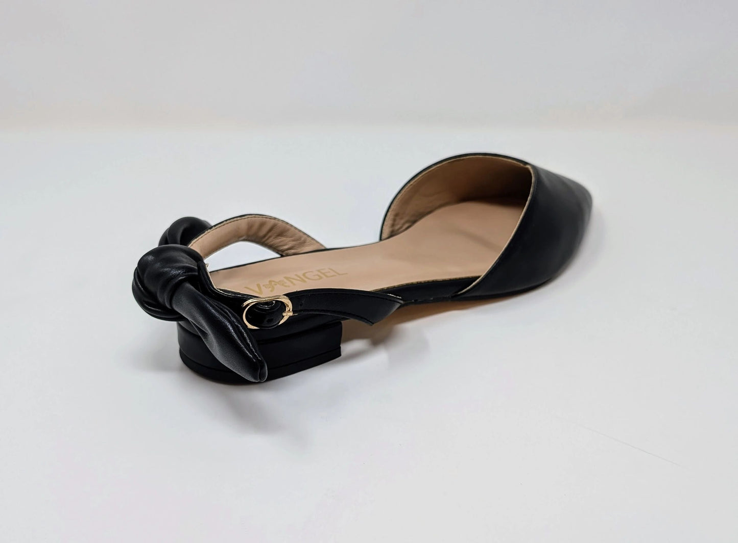 Ada Slingback Flat Pumps - Black Leather