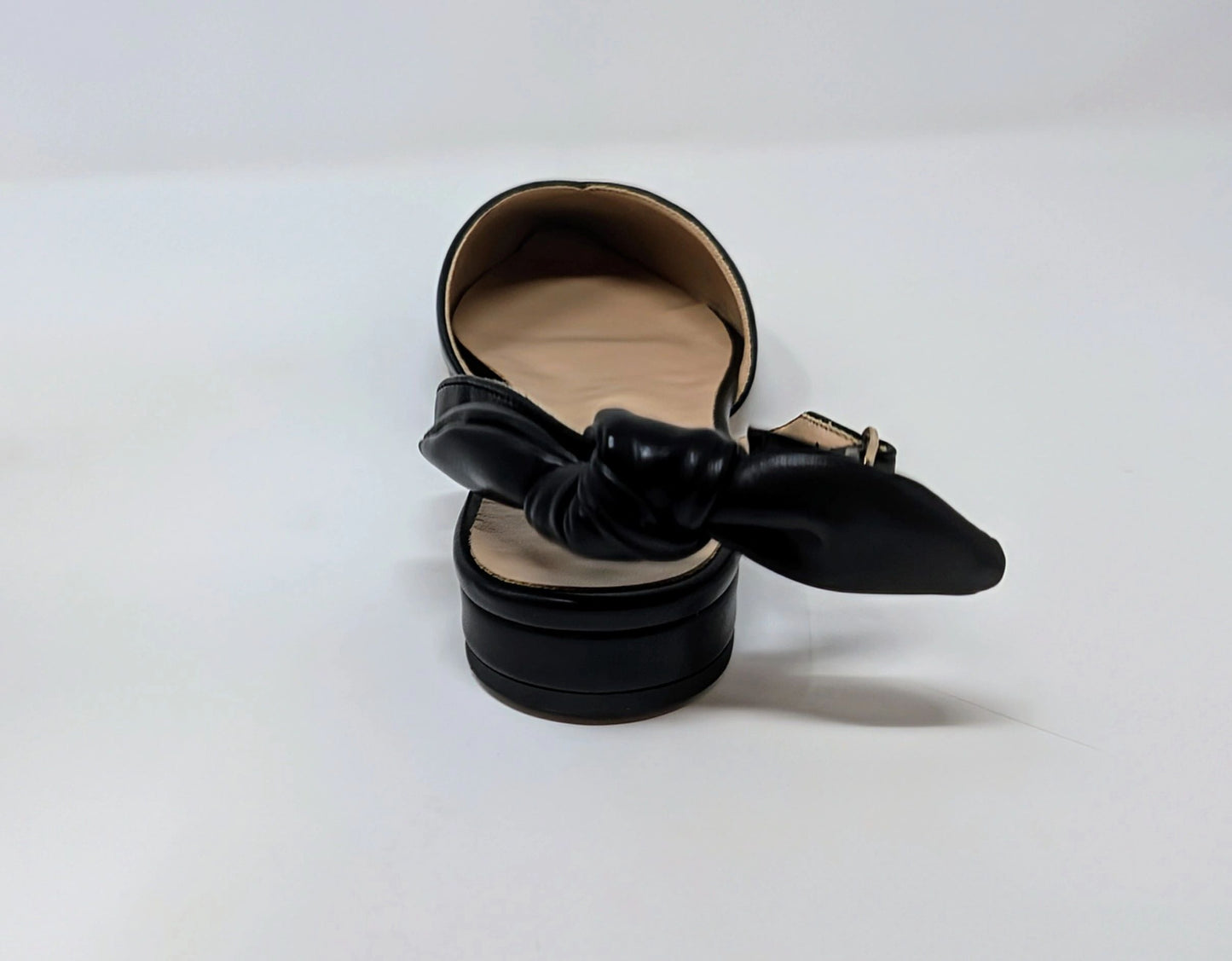 Ada Slingback Flat Pumps - Black Leather