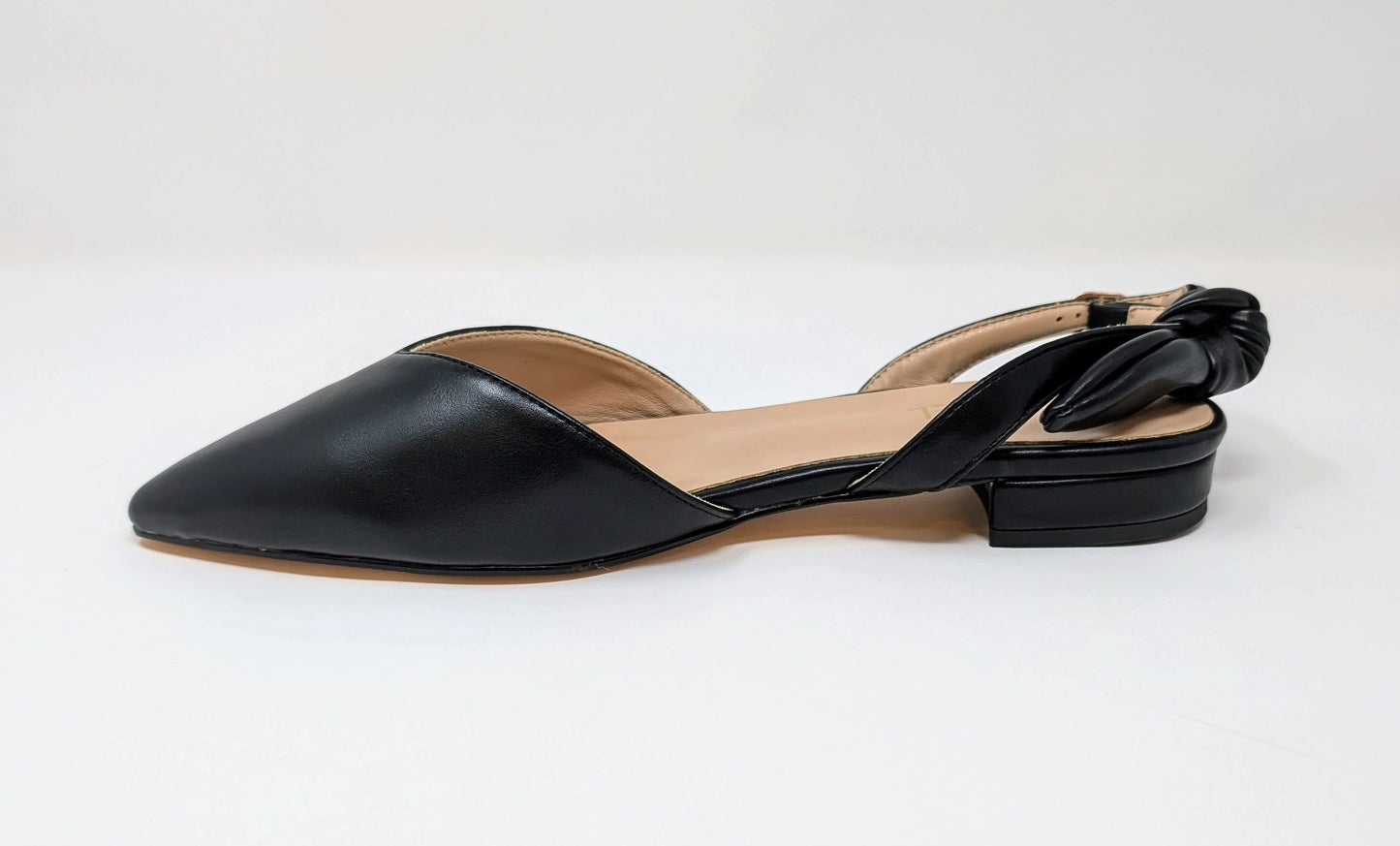 Ada Slingback Flat Pumps - Black Leather