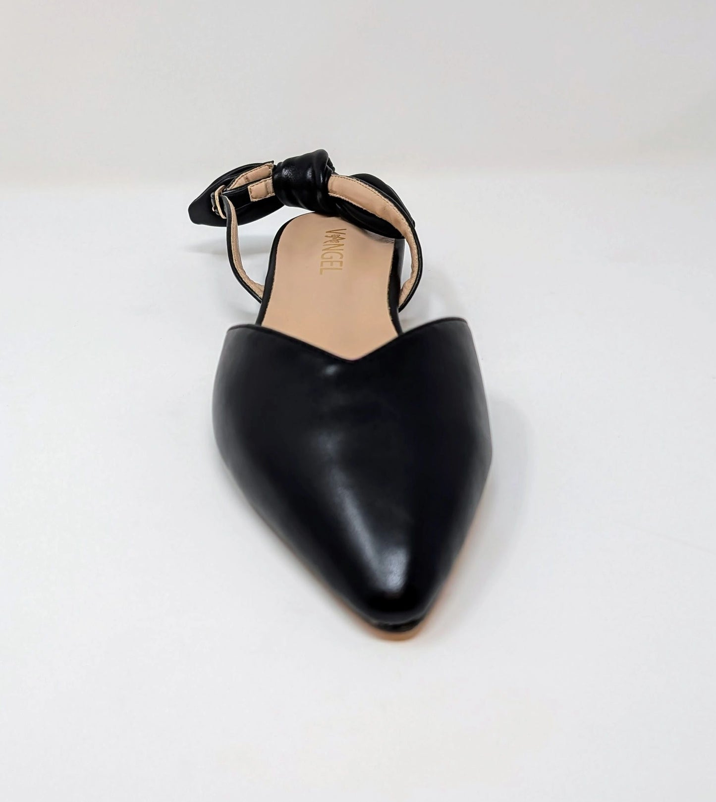 Ada Slingback Flat Pumps - Black Leather