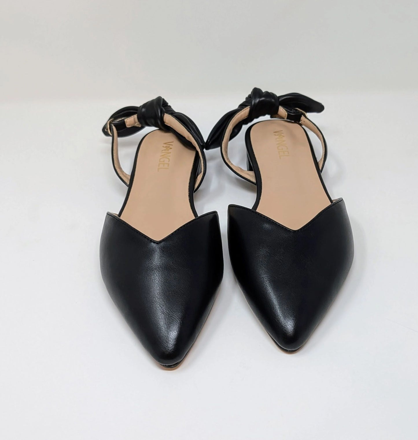Ada Slingback Flat Pumps - Black Leather